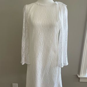Miguelina Maxine White Lace Knit Dress